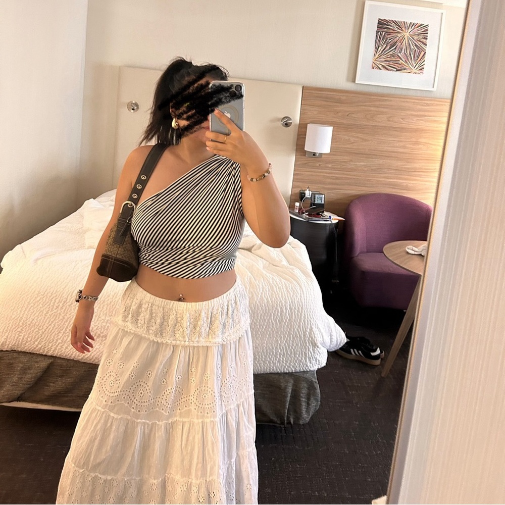 Summer white midi skirt